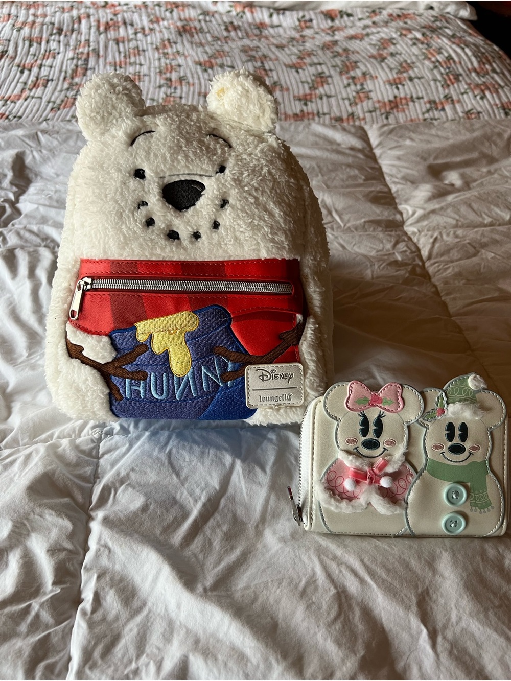Disney x Loungefly Winnie the Pooh Fuzzy Backpack - And Wallet NWOT